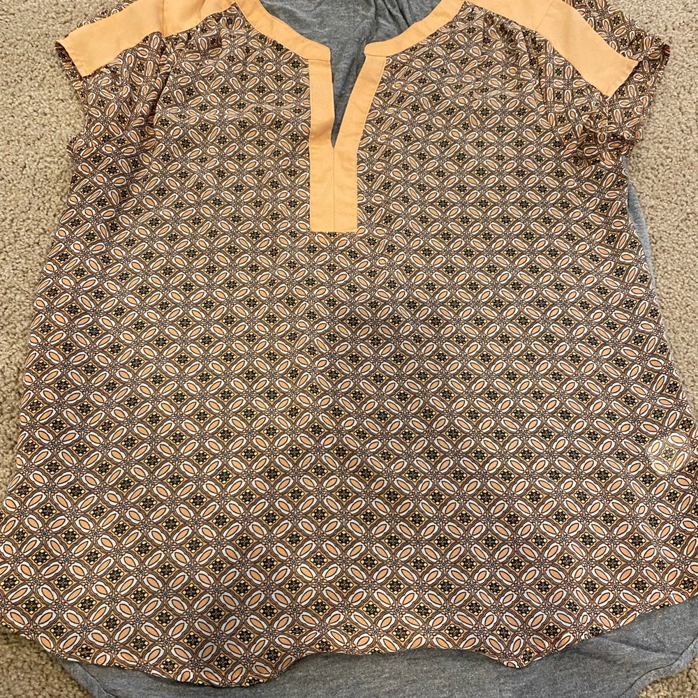 Peach grey sleeveless blouse